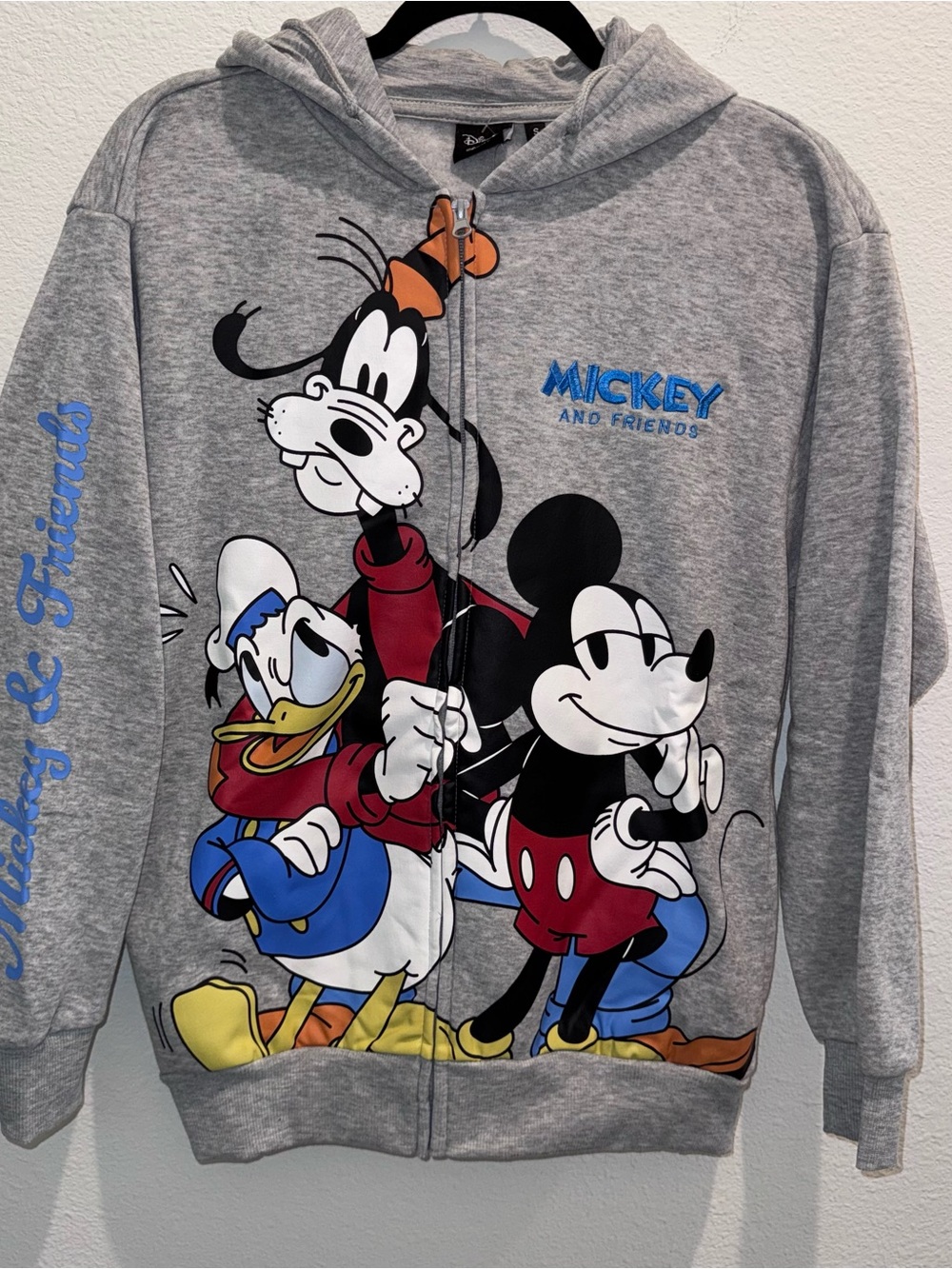 Disney Grey Mickey & Friends Zip-Up Hoodie with Colorful Character Print